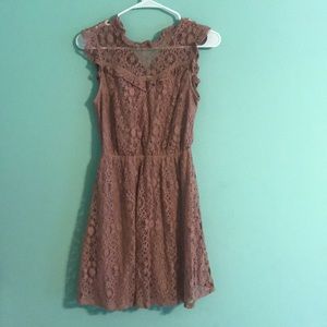 Blush dust pink lace ruffled Monteau dress